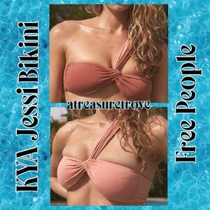 KYA x Free People Jessi Reversible Sm Pink Brown 1-Shoulder Bandeau Bikini Top